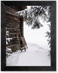 Framed Winter Sled Canvas Wall Art, Rustic, Black Frame Inch 24x36
