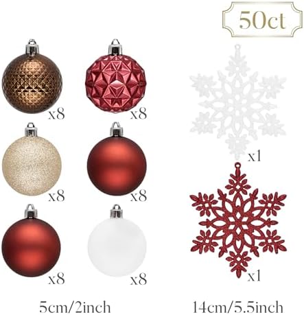 Valery Madelyn 50ct Christmas Tree Decorations Ball Ornaments 2 Inches