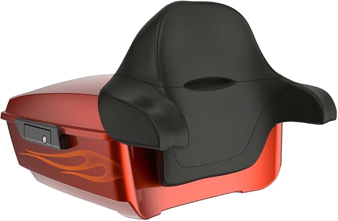 Advanblack 2025 RG Tour Trunk Pack Whiskey Firestorm King Tour Trunk Pack Luggage +Wrap-Around Backrest Pad for '97-'25 Harley Touring Road King Street Glide Electra Glide CVO models