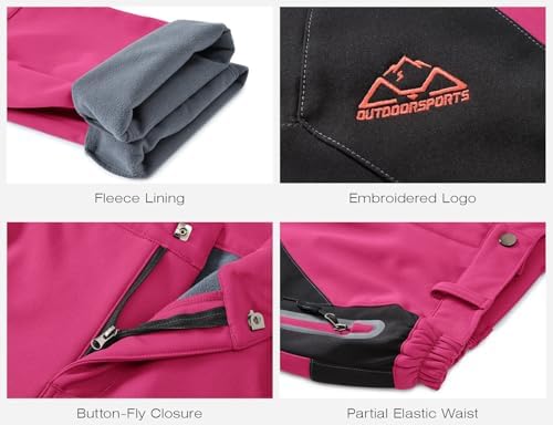 Rdruko Women's Snow Pants Waterproof Insulated Fleece Thermal Ski Hiking Snowboard Pants