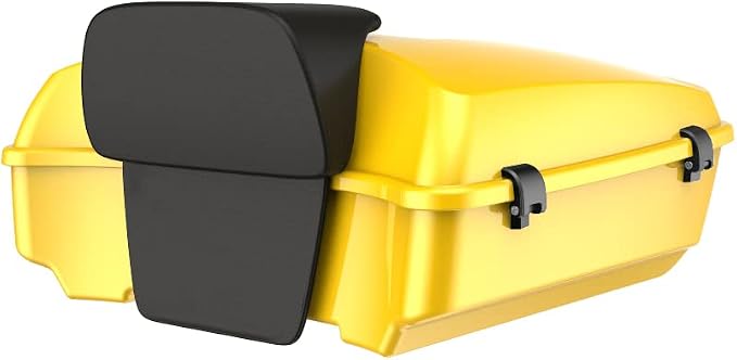 Advanblack Road Glide Tour Trunk Pack Chrome Yellow Chopped Tour Trunk Pack Backrest Pad for '97-'25 Harley Touring Road King Street Glide Electra Glide CVO models