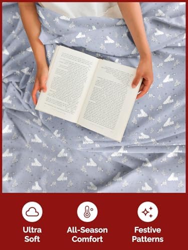 Christmas Sheet Set, Polar Bears, Holiday Xmas Bedding Set - King Size