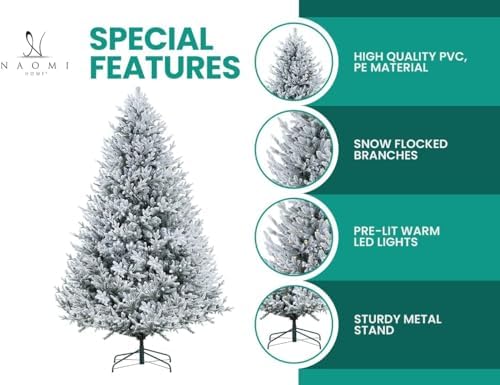 Naomi Home 7.5ft Frosted Christmas Tree with Lights