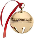 Wallace 2024 Gold-Plated Sleigh Bell Ornament 35th Anniversary Edition - Snowmen and Log Cabins Collectible - Handcrafted Holiday Bell with Gift Box and Velvet Pouch