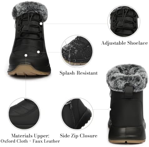 Waterproof Winter Boots For Women: Faux Fur Lined Side Zip Booties