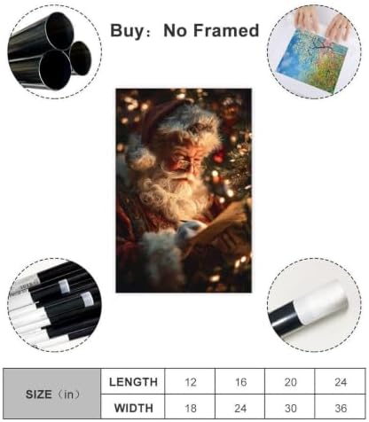 JDBeehpy Classic Santa Claus Writing Notes Wall Art Decor Unframed 12x18in