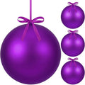 Weysat 4 Pcs Large Fillable Christmas Ball Ornaments, Matte Purple, 10 Inch