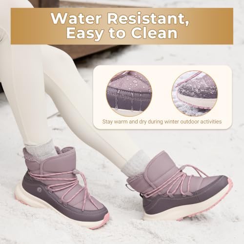 FitVille Wide Width Snow Boots for Women Slip On Fur Lined Ankle Booties