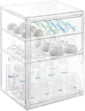 ERTIUANIO Baby Bottle Organizer – 3 Tier Acrylic Bottle Storage Organizer container, Clear Plastic Bottle Station Organizers Drawers for Countertop Kitchen Cabinet Vanity, Bathroom, Gifts for New Mom