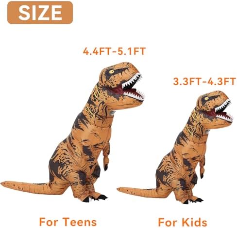 Servllcell Inflatable Dinosaur Costume for Kids/Teens,Halloween Costumes T Rex Blow Up Costumes for Boys Girls,Cosplay Party