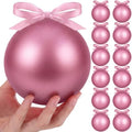 Weysat 12 Pack Large Christmas Plastic Ornaments Yard Tree,Pink,6 Inch