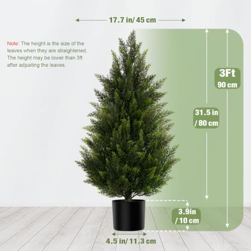 Vitalismo 3FT Artificial Cedar Trees Set of 2 for Outdoor Front Porch
