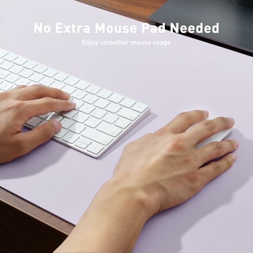 Aothia Large PU Leather Desk Pad Protector – Non-Slip Mouse Pad & Writing Mat for Office/Home, Waterproof, Easy to Clean (Soft Lavender, 23.6" x 13.7")