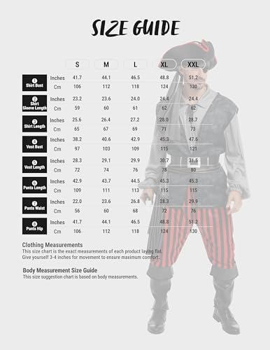 Spooktacular Creations Men Pirate Costume, Adult Pirate Shirt Vest Viking Pants Hat Set for Halloween Themed Parties