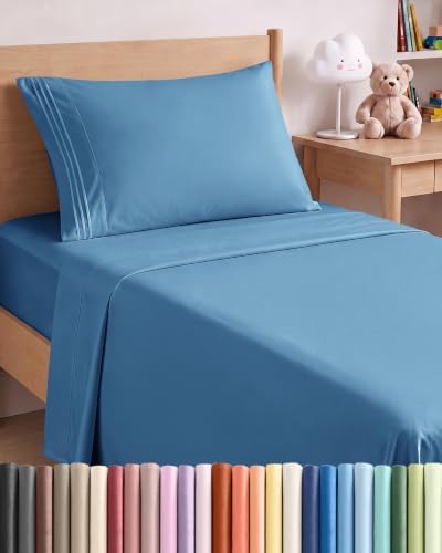 Twin XL Size 3 Piece Sheet Set - Breathable & Cooling Sheets - Denim Blue