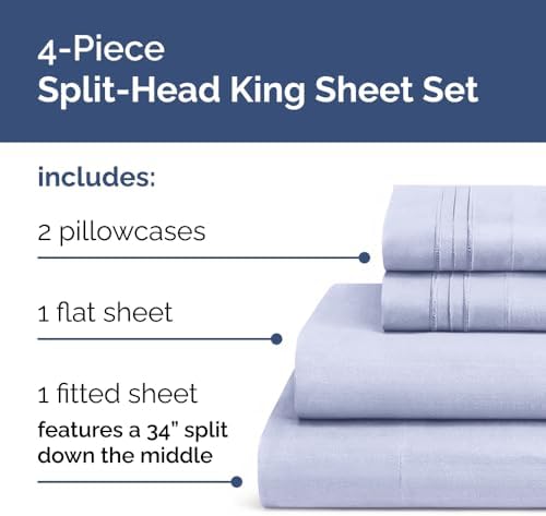 Flex Top Split Head King 4 Piece Sheet Set - Soft & Breathable - Lavender