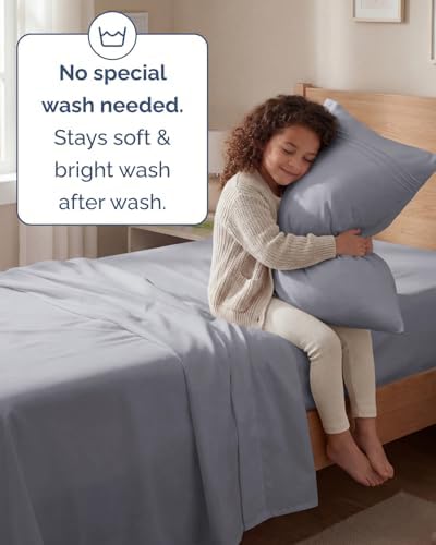 Twin Size 3 Piece Sheet Set - Breathable & Cooling Sheets - Steel Blue
