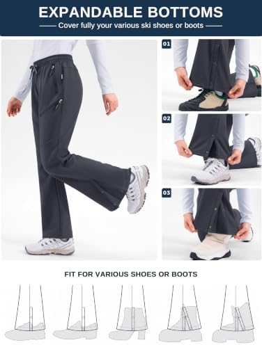 Women's Snow Ski Pants Fleece Lined Waterproof 3 Zipper Pockets Hiking Gear