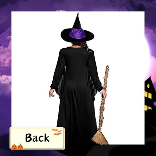 Colorful House Women Wicked Witch Costume Dress with Hat for Halloween