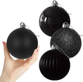 Black 4.0" Large Christmas Balls - Christmas Tree Decoration Ornaments Shatterproof Hanging Balls for Birthday Halloween Holiday Wedding Decorations Set of 4pcs