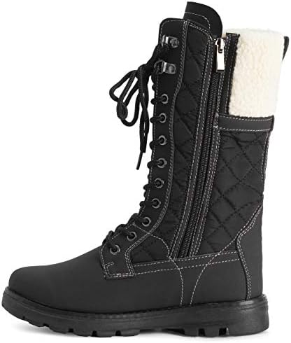 POLAR Womens Faux Fur Warm Thermal Waterproof Outdoor Walking Snow Winter Rubber Sole Calf Boots