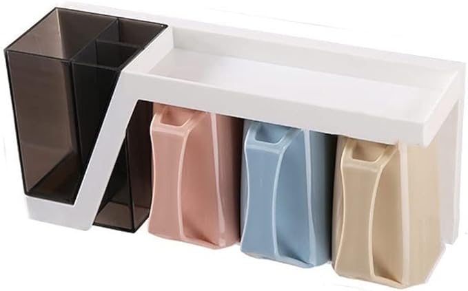 Toothbrush Rack Toothbrush Holder Wall-Mounted Bathroom Toothbrush Holder with Sink and Cups for Toothbrush and Toothpaste Storage Bathroom Toothbrush Holder