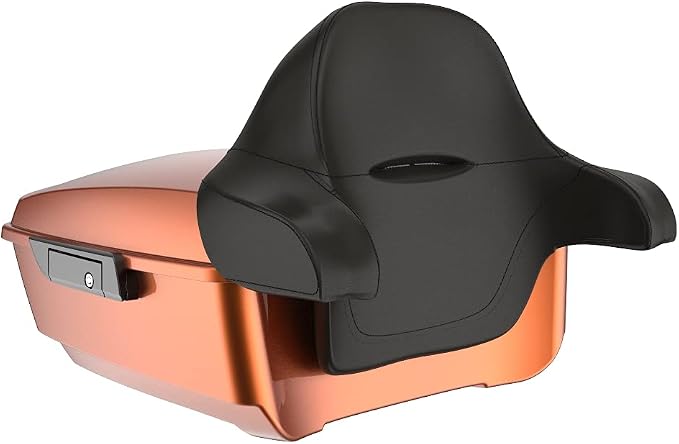 Advanblack Road Glide Tour Trunk Pack Scorched Orange King Tour Trunk Pack Luggage +Wrap-Around Backrest Pad for '97-'25 Harley Touring Road King Street Glide Electra Glide CVO models