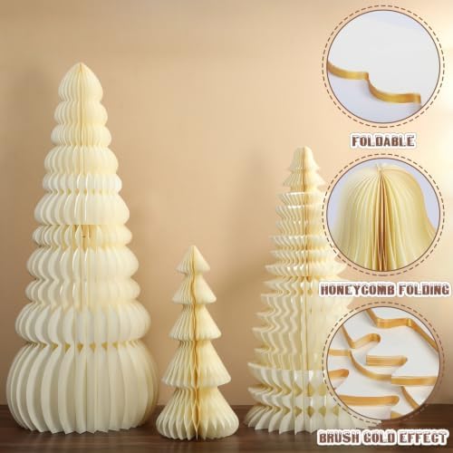 3 Pcs Large Honeycomb Christmas Tree,Classic,White