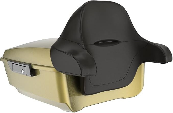 Advanblack Road Glide Tour Trunk Pack Olive Gold King Tour Trunk Pack Luggage +Wrap-Around Backrest Pad for '97-'25 Harley Touring Road King Street Glide Electra Glide CVO models