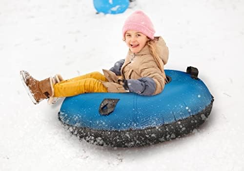 Slippery Racer Heavy Duty Commercial Grade Inflatable Snow Tube with Cover and Rope, PVC Bottom, 44"-Blue