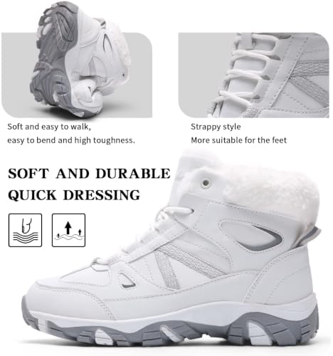 Littleplum Womens Snow Boots - Warm Fur Line Anti Slip Winter Short Boots Comfortable Lace Up Ankle Booties for Outdoor Hiking