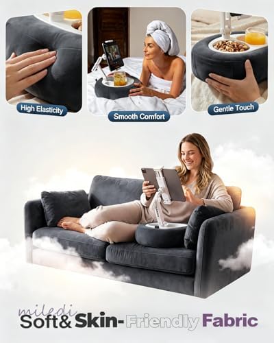 Miledi Tablet Pillow Stand for Bed with 360° Rotating Holder, Dark Gray