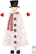 VINGLI 6ft Snowman Christmas Tree with 220 LED Lights, 708 Tips Artificial Xmas Tree, 10 Light Modes, Festive Indoor Christmas Decor for Holiday Party and Home Pre-Lit Design