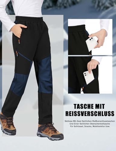 Kids Winter Pants Boys Snow Trousers Waterproof Fleece Lined