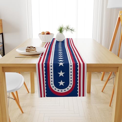 OHOME 4th of July Decorations - Patriotic USA Stars Table Runner for Home | Memorial Day Decorations - Fourth of July Accessories Decor Party Supplies Indoor Outdoor - 250 Anniversary USA Merchandise