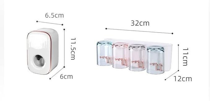 Toothbrush Rack Wall Mounted Toothbrush Holder Multifunctional Bathroom Storage Rack with Mouthwash Cup, Toothpaste Squeezer Kit Bathroom Toothbrush Holder(E)