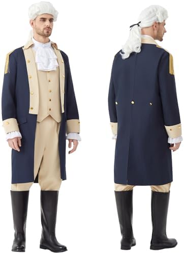 Mens Hamilton Costume 5PCS Colonial Washington Costume Adult Outfit