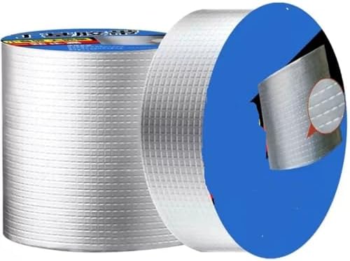 Waterproof Tape Butyl Tape Aluminum Foil Tape Butyl Tape Aluminum Foil Butyl Rubber Tape Super Strong Fiber Thicken Self Adhesive Seal god kvalitet For Pool Roof Pipe Repair Stop Leak(1M-50MM)