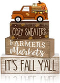 Lineshading 4 Pcs Fall Truck Table Decor, Its Fall Yall Wooden Block Signs
