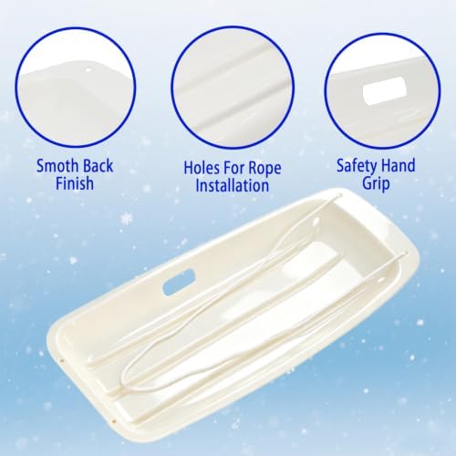 Toboggan Snow Sled for Adult and Kids-Durable Cold Resistant Flexible Design,with Pull Rope & Handles for Winter Outdoor Sports-35 Inch