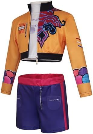Demon Girls Cosplay Halloween Hunters Costume Top and Pants Set for 3–14 Yrs Events and Parties