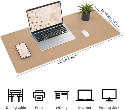 AFIING Cork Desk Mat, Dark Apricot, 35.4" x 17", Desk Pad Protector