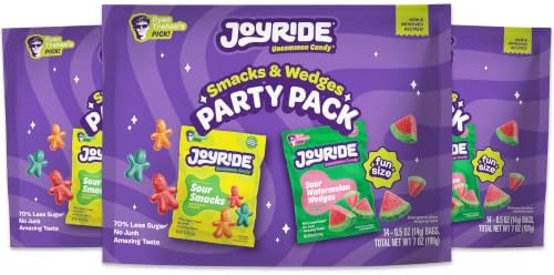JOYRIDE Smacks & Wedges Party Pack - Healthy Candy, 3-Pack Variety