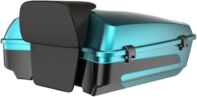 Advanblack 2026 Road Glide Teal Thunder/Vivid Black Chopped Tour Trunk Pack Backrest Pad for '97-'26 Harley Touring Road King Street Glide Electra Glide CVO models