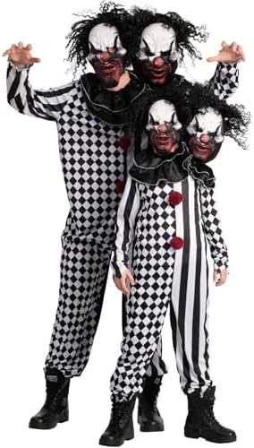 Morph Two Headed Scary Clown Costume Men, Halloween Costumes for Men
