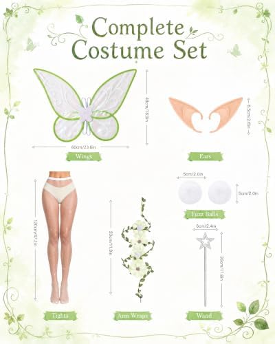Green Fairy Costume Set for Women Halloween Party Cosplay