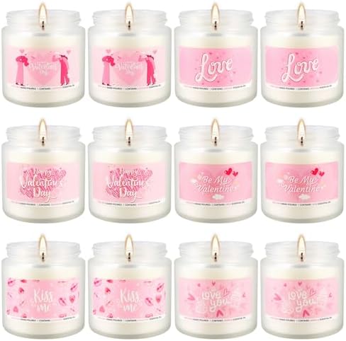 12 Pack Valentines Scented Candles,3.5oz Romantic Candle Gifts