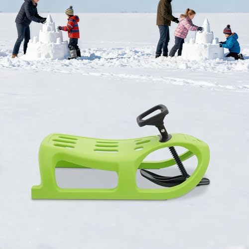 Snow Sled for Kids with Steering Wheel, Plastic Winter Sled with Pull Rope
