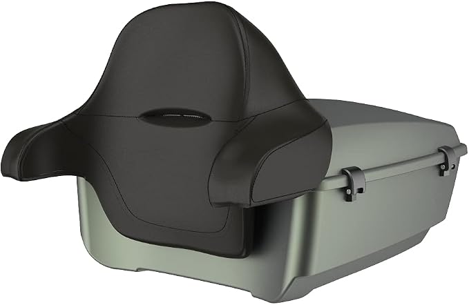 Advanblack Road Glide Tour Trunk Pack Deadwood Green Denim King Tour Trunk Pack Luggage +Wrap-Around Backrest Pad for '97-'25 Harley Touring Road King Street Glide Electra Glide CVO Models