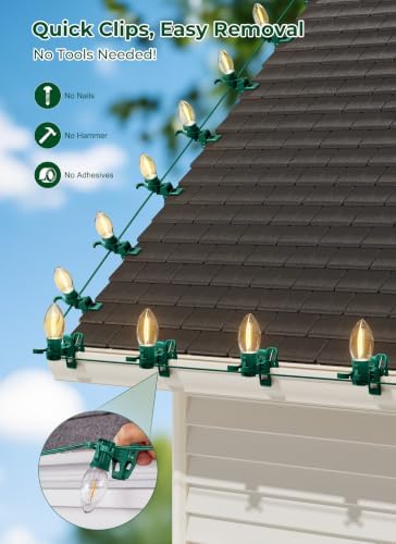 Christmas Light Clips, 100 Count Universal Spring Clips for C7 C9 Lights